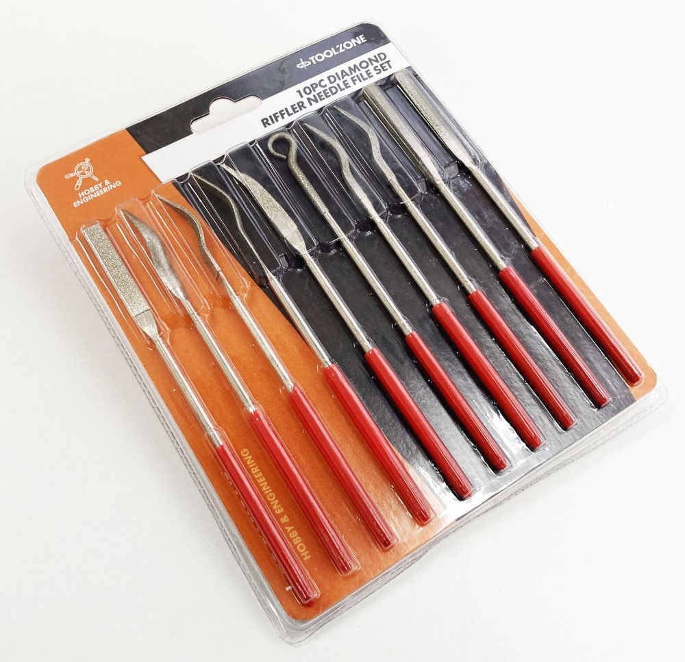 DIAMOND RIFFLER NEEDLE FILES 10PC 120 GRIT WITH PVC HANDLES - TOOLZONE KDPWW205 thumbnail 3