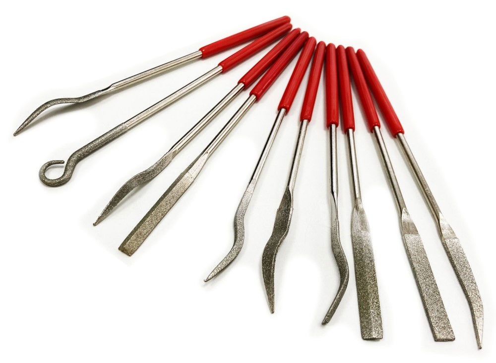 DIAMOND RIFFLER NEEDLE FILES 10PC 120 GRIT WITH PVC HANDLES - TOOLZONE KDPWW205 thumbnail 4