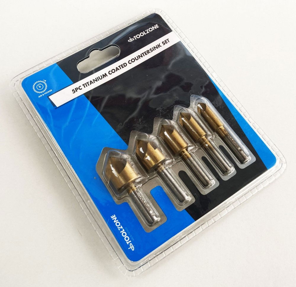 COUNTERSINK SET 5PC 8-19mm CARBON STEEL TITANIUM COATED - TOOLZONE KDPWW208 thumbnail 3