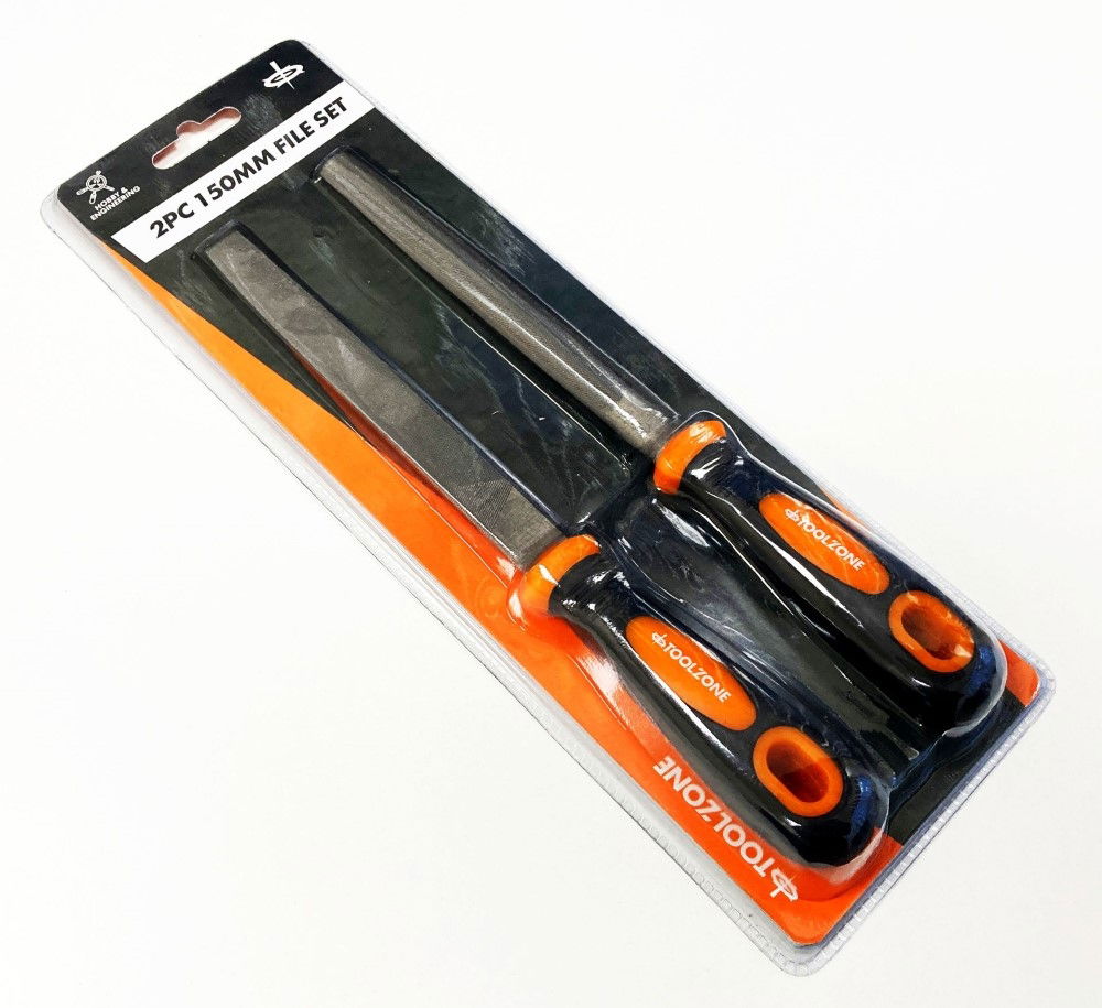 FILE SET 2PC 150mm T12 SOFT GRIP FLAT AND HALF ROUND - TOOLZONE KDPWW210 thumbnail 3