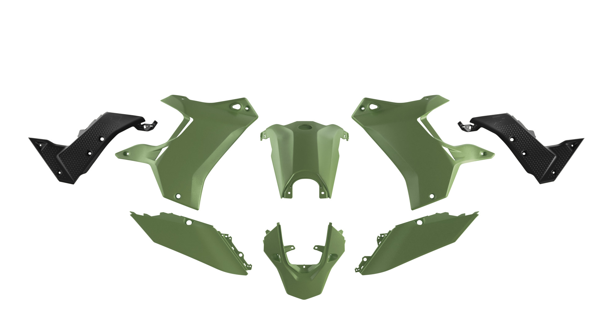 PLASTIC KIT YAMAHA T7 19-24, GREEN/BLACK, RTECH R-KITT70-VN2-024 image 1