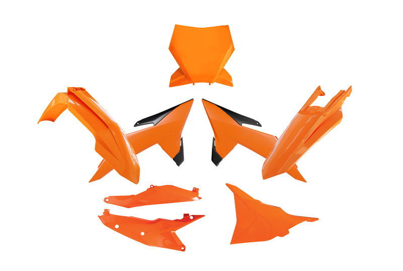 PLASTIC KIT 6PCS KTM SX SXF XC XC-F 2025, R-TECH R-KITKTM-AR0-025 ORANGE BLACK image 1