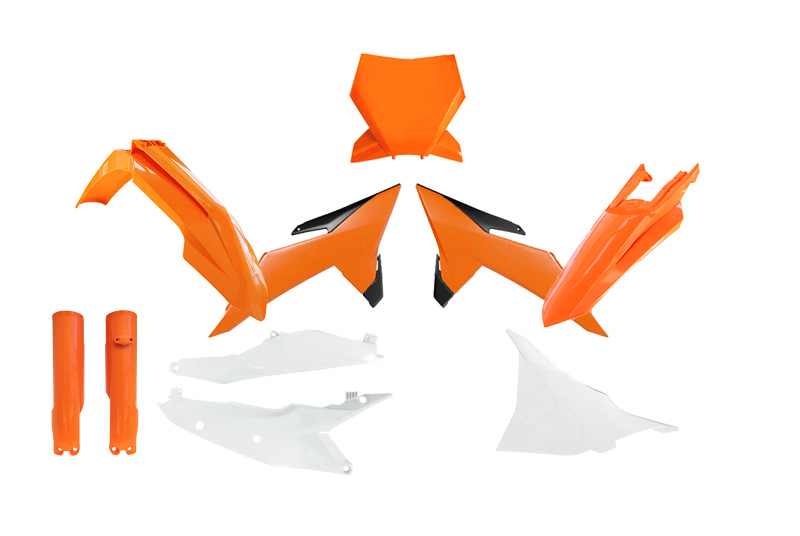 PLASTIC KIT 7PCS KTM SX SXF XC XC-F 2025, R-TECH R-KITKTM-OEM-715 ORANGE BLACK WHITE image 1