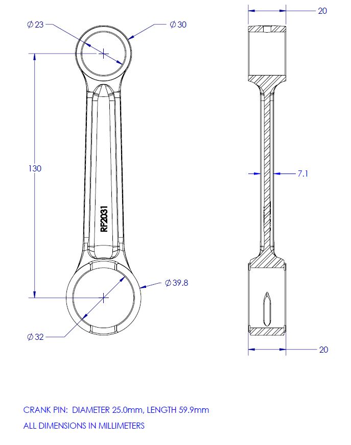 CONNECTING ROD KIT 70-89 YAMAHA RT 1 2 3 MX DT IT YZ 250 360 400 VINTCO KR2031 thumbnail 4