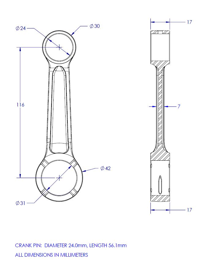 CONNECTING ROD KIT 75-81 BULTACO 250 360 370 CRANK PIN 6X24X56 VINTCO KR2032 thumbnail 4