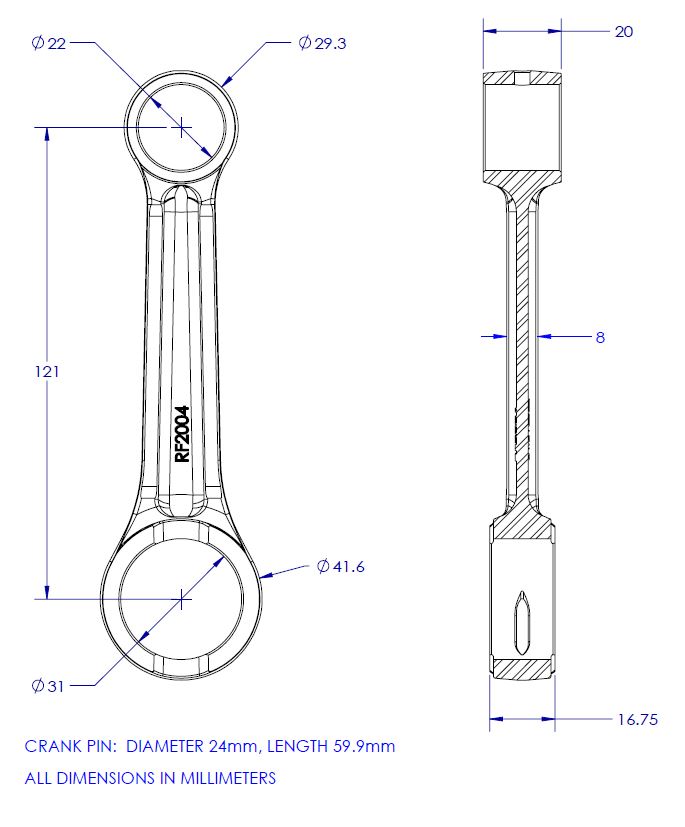 CONNECTING ROD KIT 74-84 HONDA FL MT 250 VINTCO KR2034 thumbnail 4