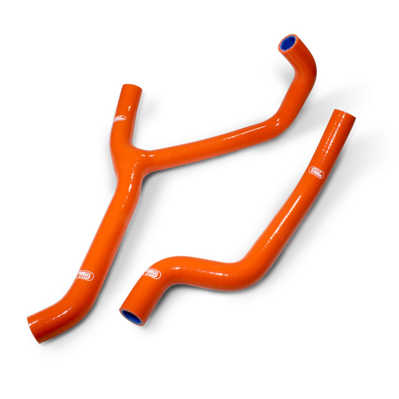 COOLANT HOSE 2 PIECE KIT ORANGE 08-13 KTM 450 525 XC THERMOSTAT BYPASS SAMCO KTM-24-OR image 1