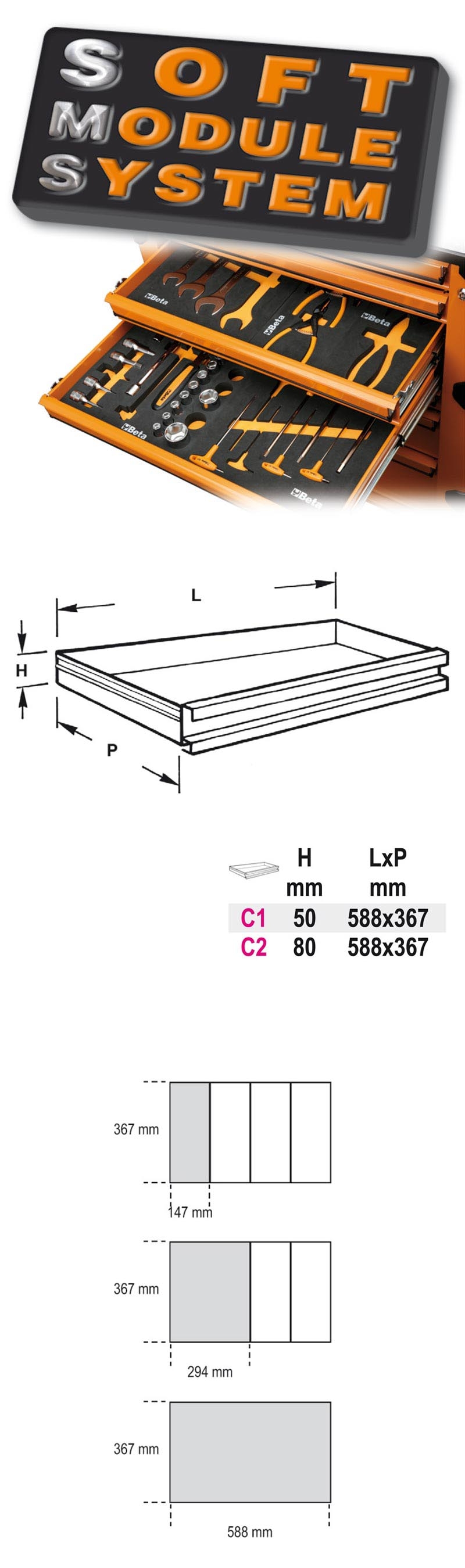 Soft Thermoformed Tray with Tool Assortment - Beta Tools M145 thumbnail 3
