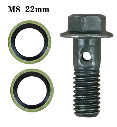 BANJO BOLT M8x1.25 STEEL INCLUDES 2 SEALING WASHERS thumbnail 2