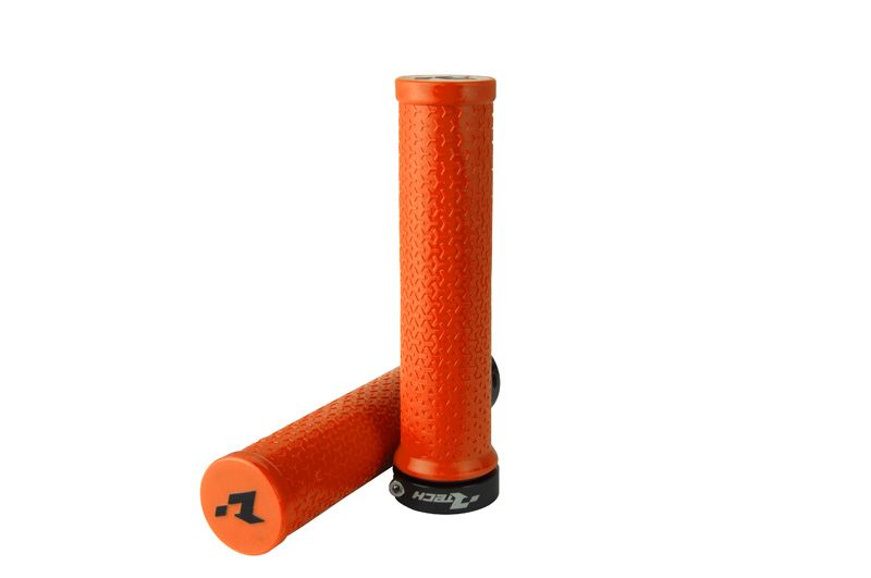 BIKE BICYCLE LOCK ON GRIPS - NEON ORANGE - RTECH B-MPRBIKEAN20 image 1