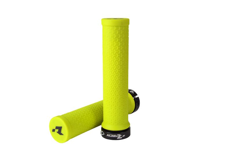 BIKE BICYCLE LOCK ON GRIPS - NEON YELLOW - RTECH B-MPRBIKEGF20 image 1