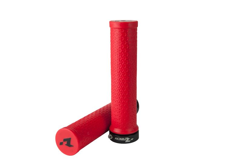 BIKE BICYCLE LOCK ON GRIPS - NEON RED - RTECH B-MPRBIKERF20 image 1