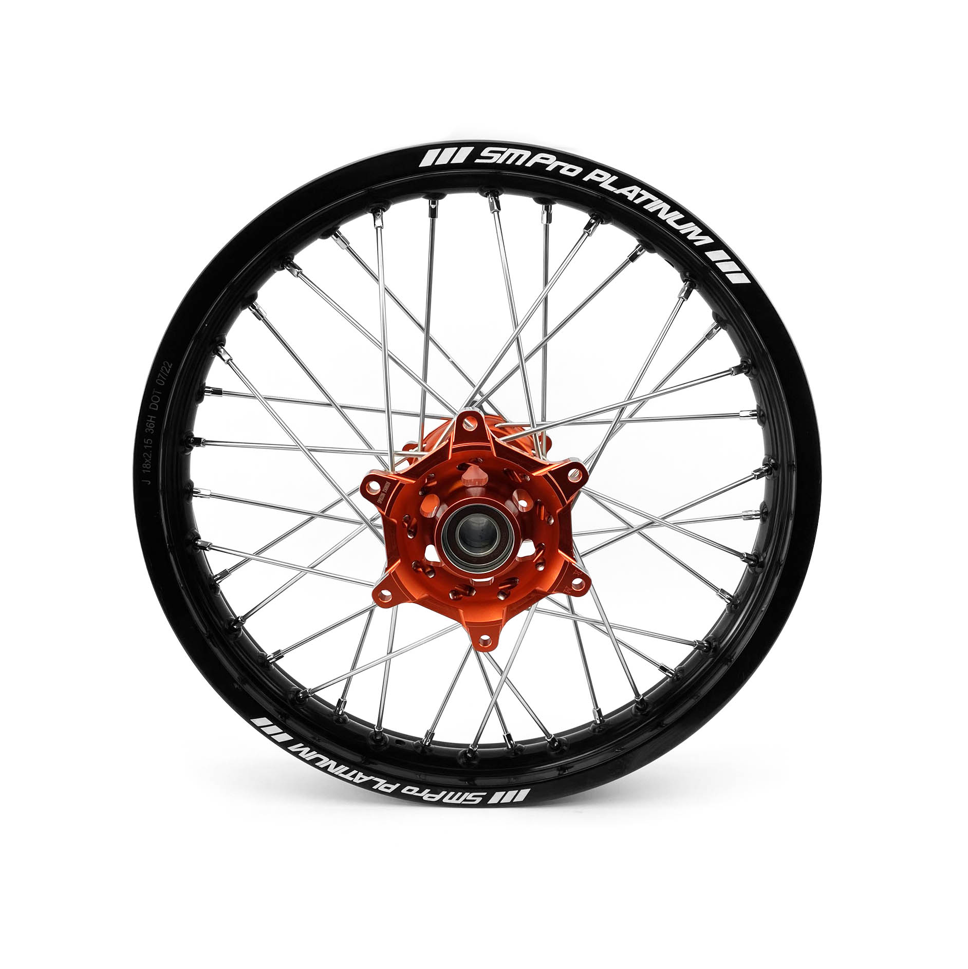18x2.15 WHEEL KTM BLK/ORANGE, MX-5031 BLACK RIM, ORANGE HUB, SP052.06.84.01.99 GLOSS RIM thumbnail 2