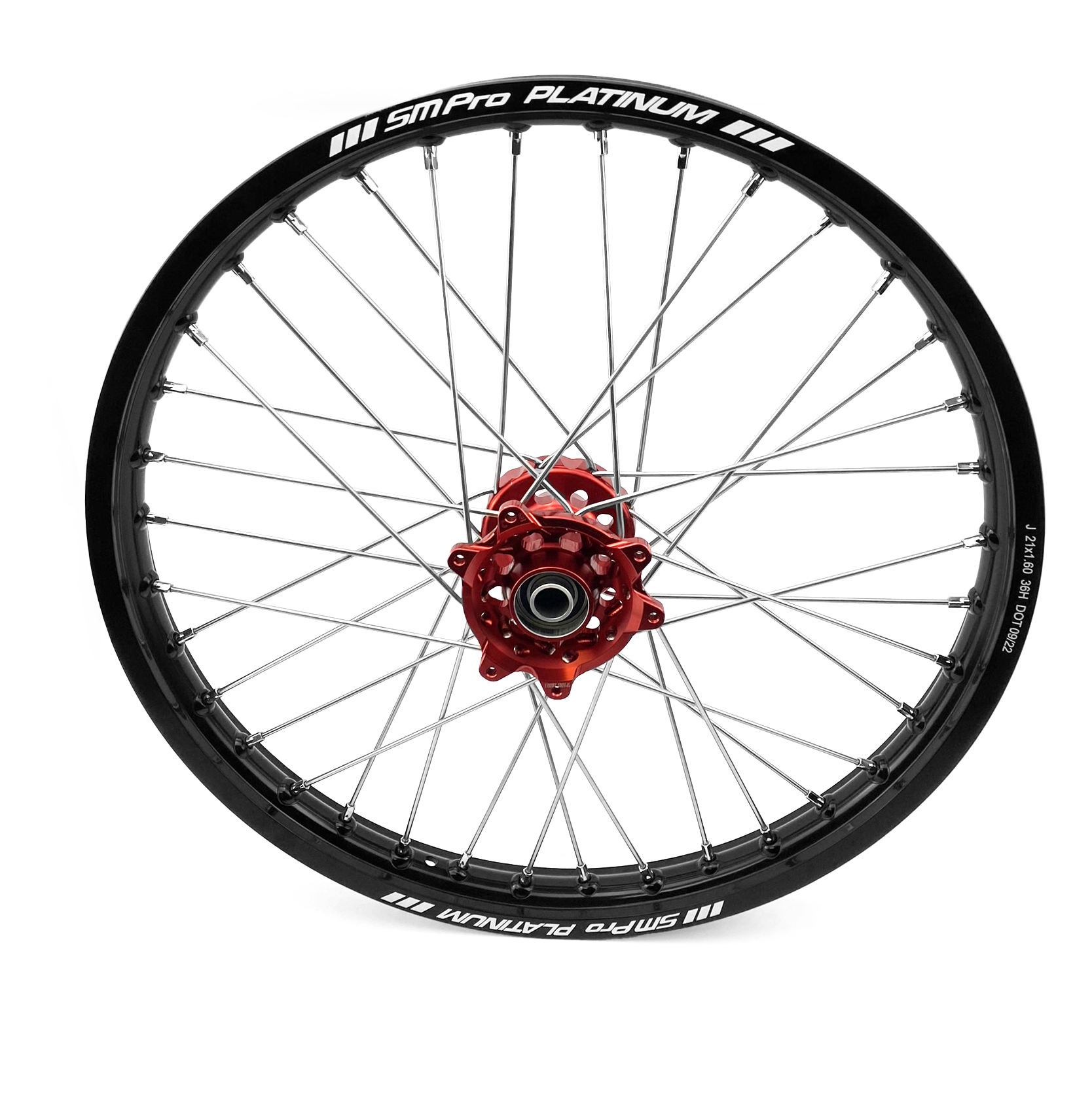 21x1.60 WHEEL HON BK GLOSS/RED, MX-9000 BLACK RIM, RED HUB, SP153.03.80.01.99 GLOSS RIM thumbnail 2