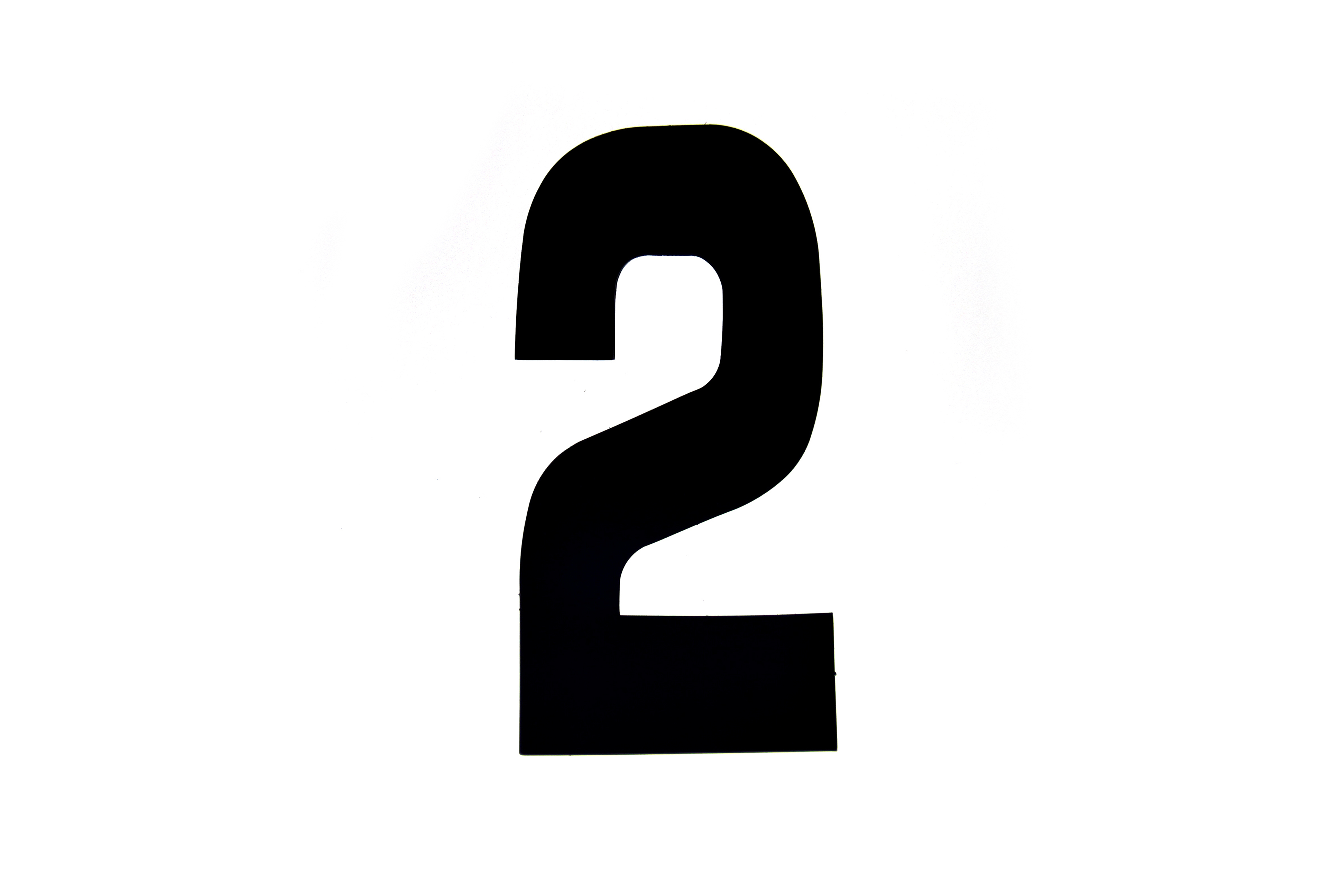 RACE NUMBERS - 2 TWO - BLACK, EACH / 15cm 6 / VINYL STICKER