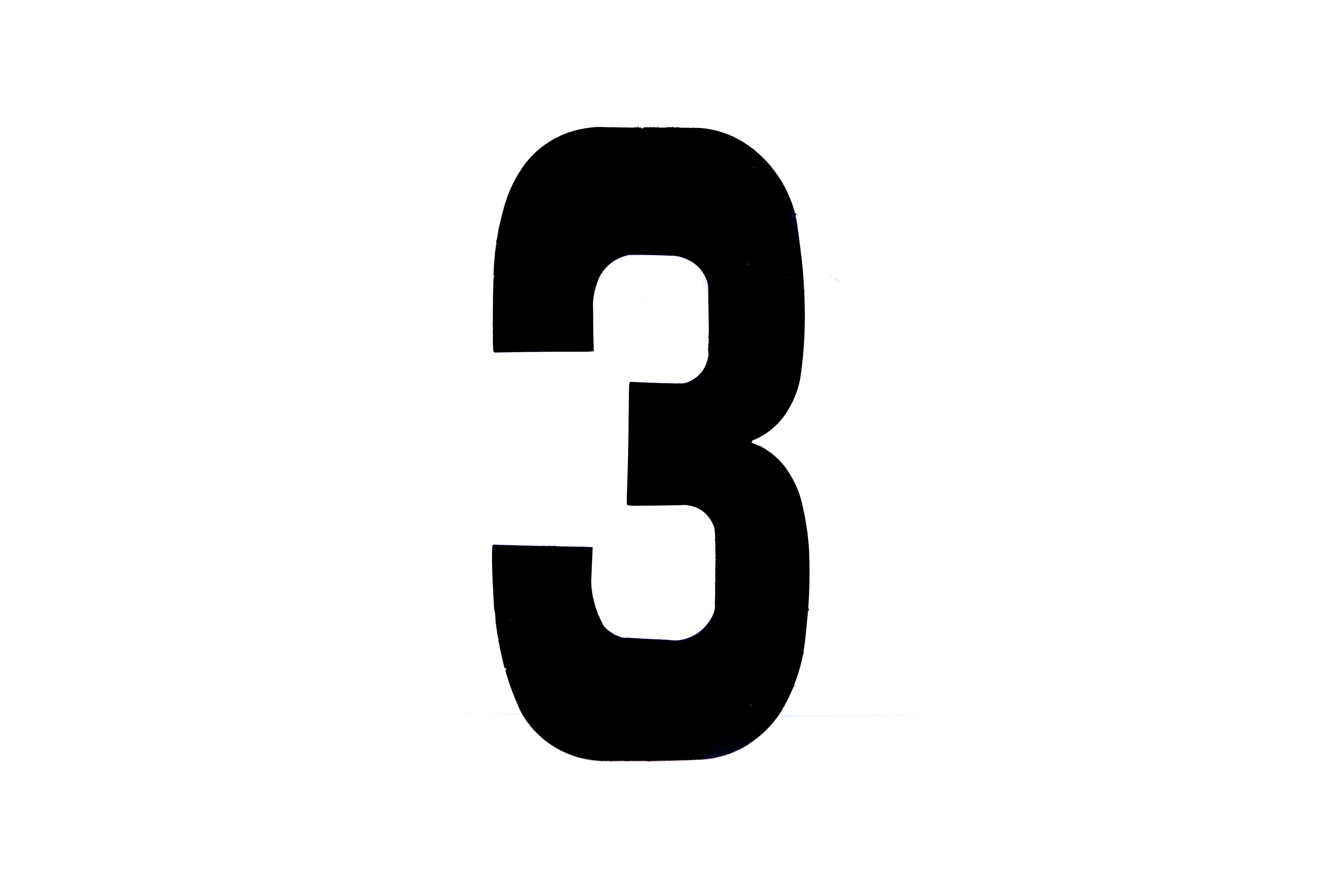 RACE NUMBERS - 3 THREE - BLACK, EACH / 15cm 6 / VINYL STICKER image 1