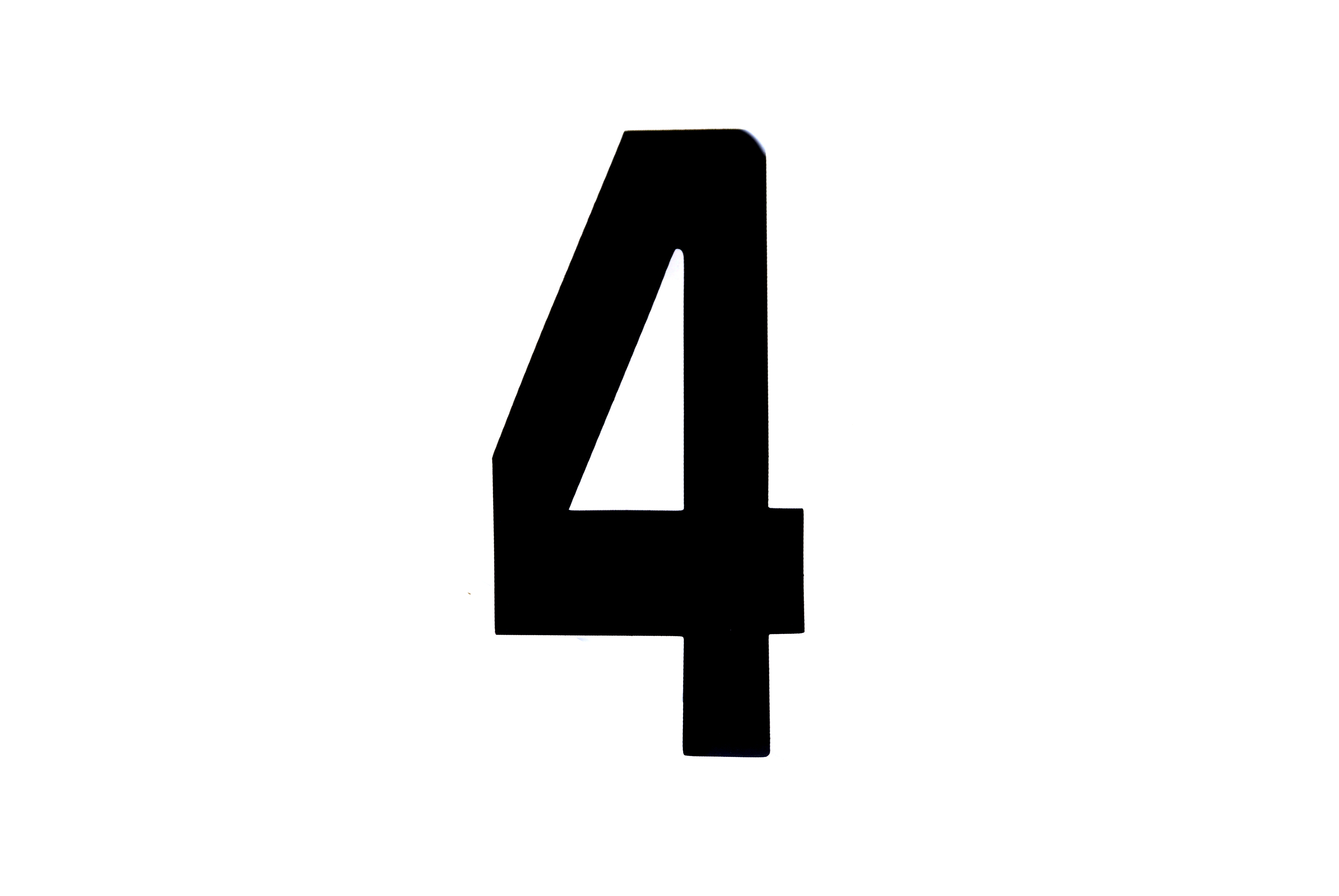 RACE NUMBERS - 4 FOUR - BLACK, EACH / 15cm 6 / VINYL STICKER