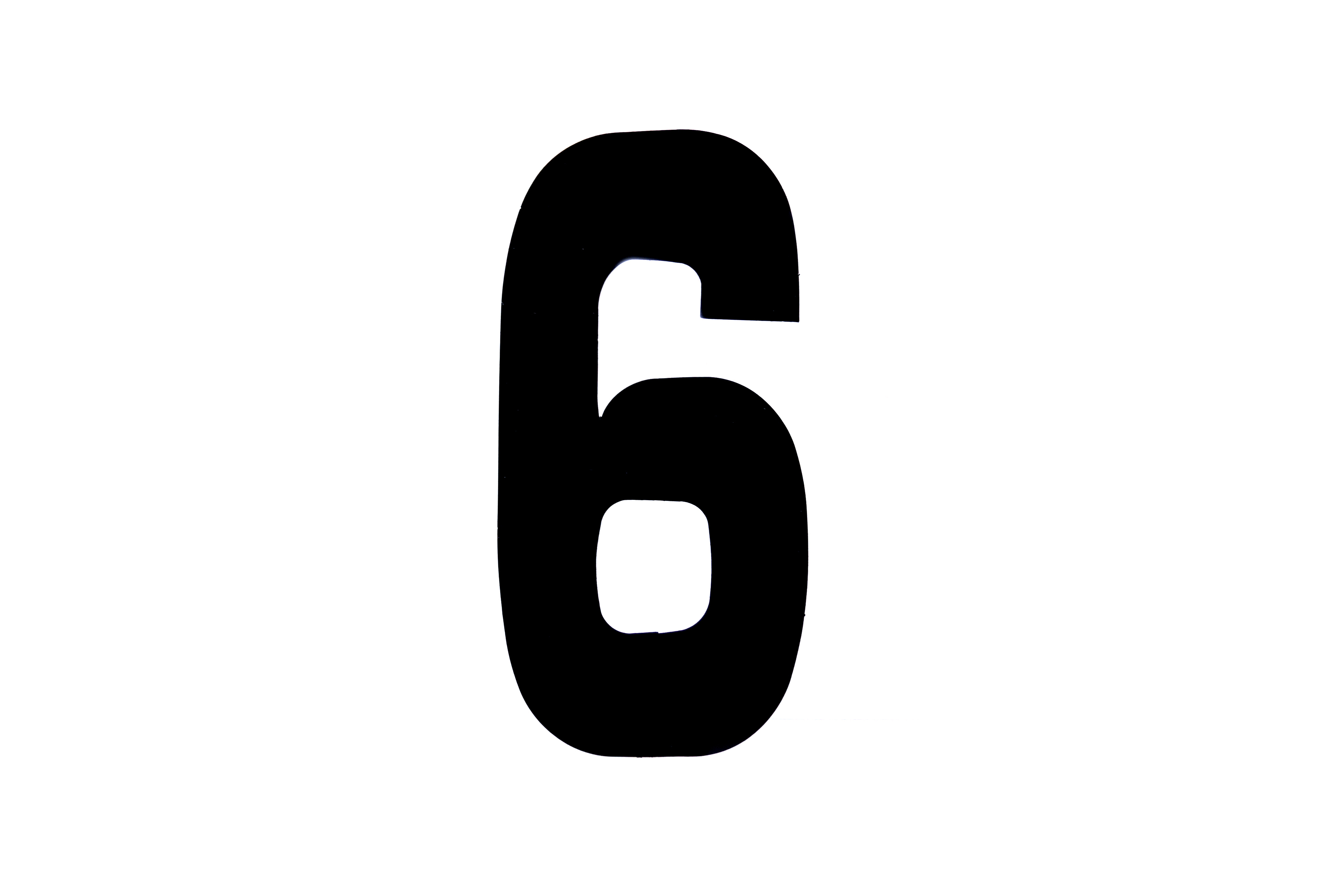 RACE NUMBERS - 6 SIX / 9 NINE - BLACK, EACH / 15cm 6 / VINYL STICKER