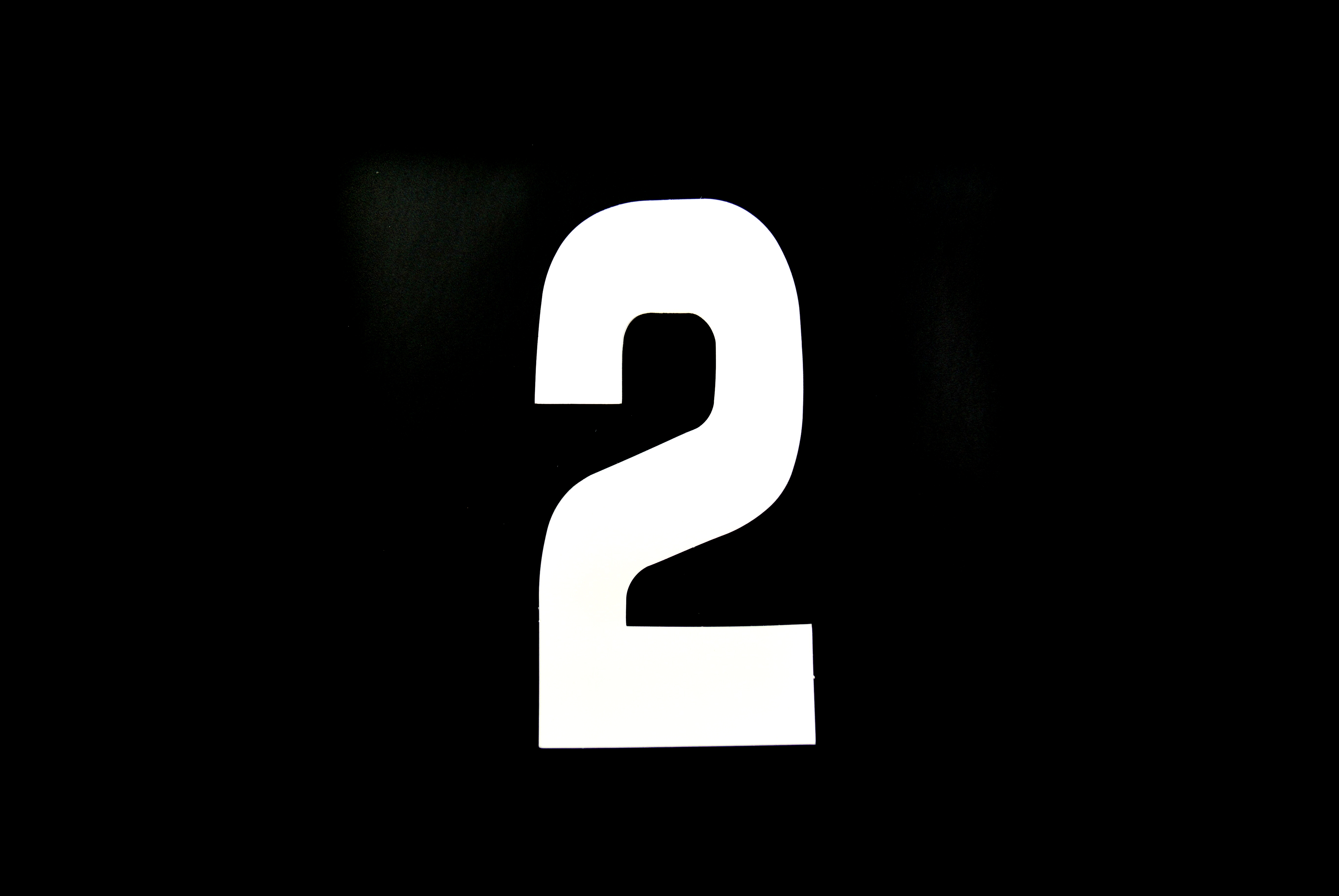 RACE NUMBERS - 2 TWO - WHITE, EACH / 15cm 6 / VINYL STICKER thumbnail 2