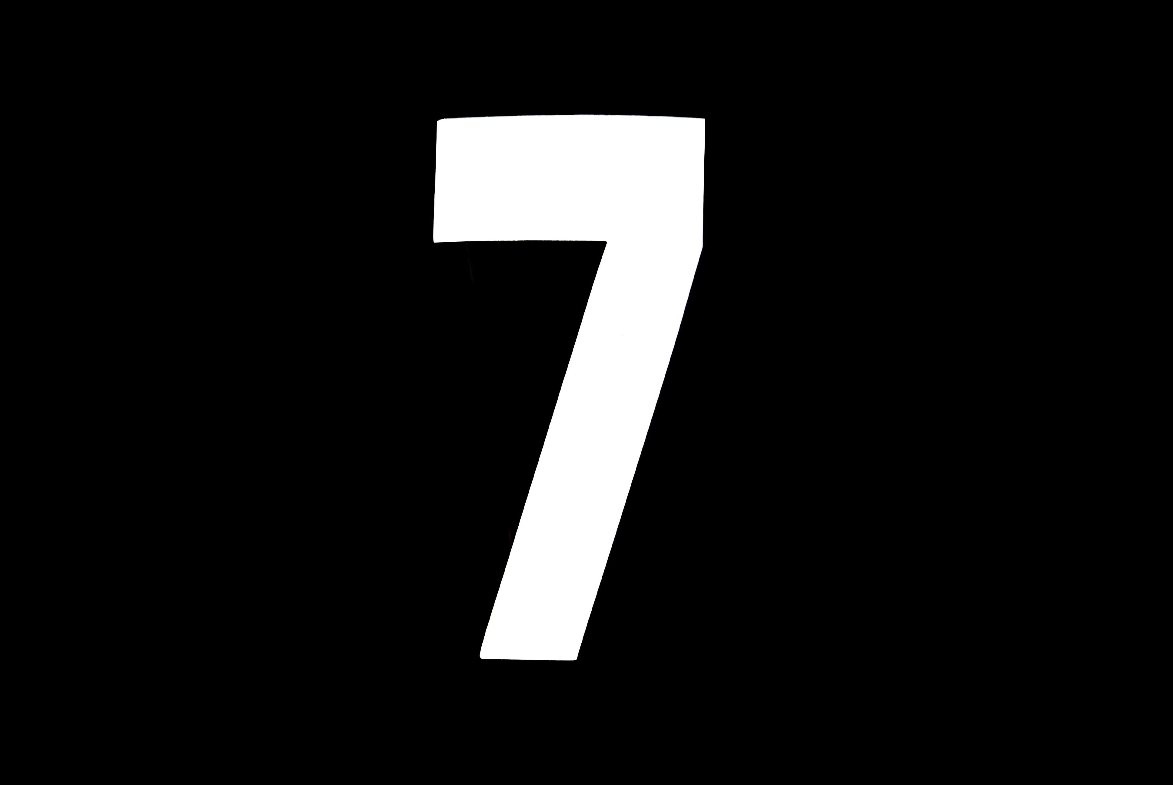 RACE NUMBERS - 7 SEVEN - WHITE, PACK OF 100 / 15cm 6 / VINYL STICKER