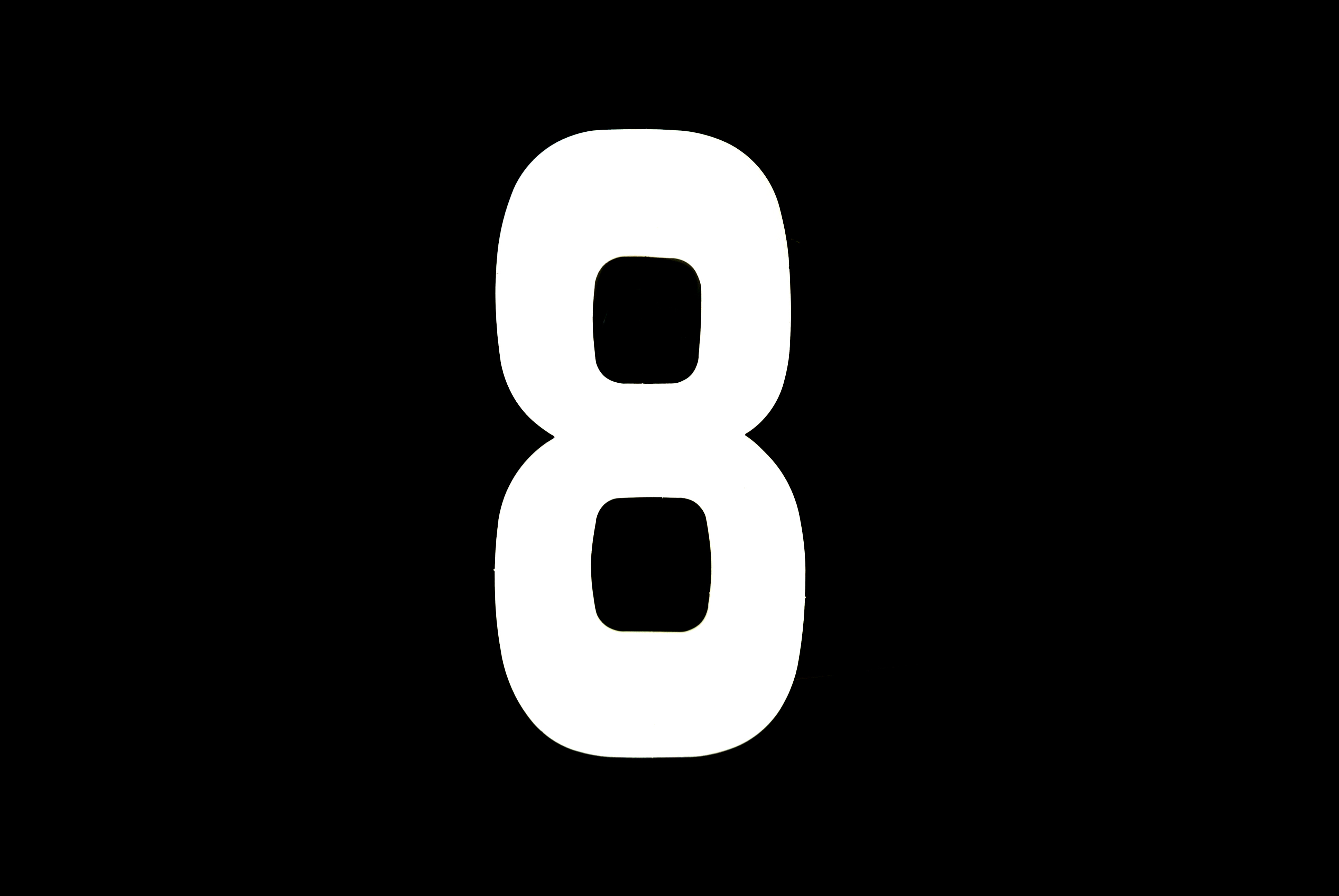 RACE NUMBERS - 8 EIGHT - WHITE, EACH / 15cm 6 / VINYL STICKER image 1