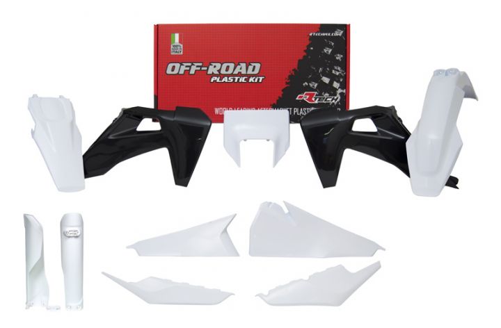 PLASTIC KIT/7 2020-23 TE/FE OEM WHITE/BLACK, RTECH R-KITHSQ-OEM-623 image 1