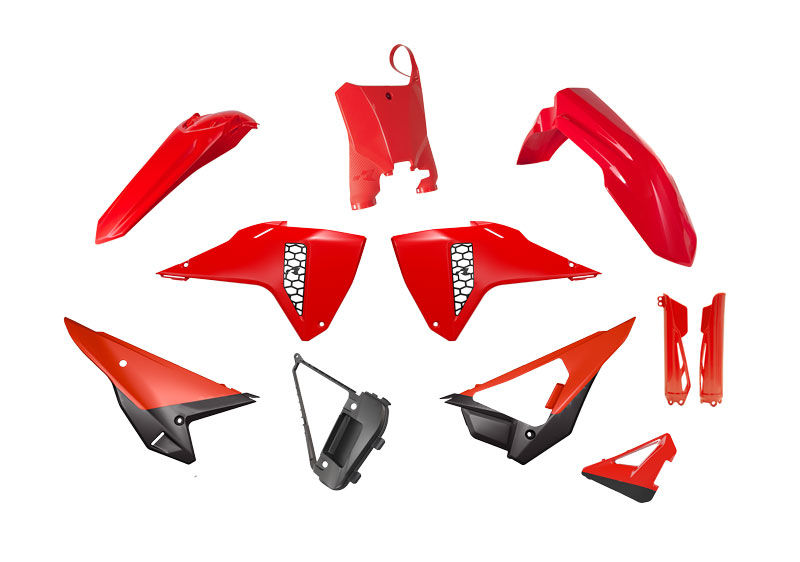 PLASTIC KIT 6PCS FACTORY HONDA CRF 250/450 2025-26, R-TECH R-KITCRF-OEM-726 RED BLACK image 1