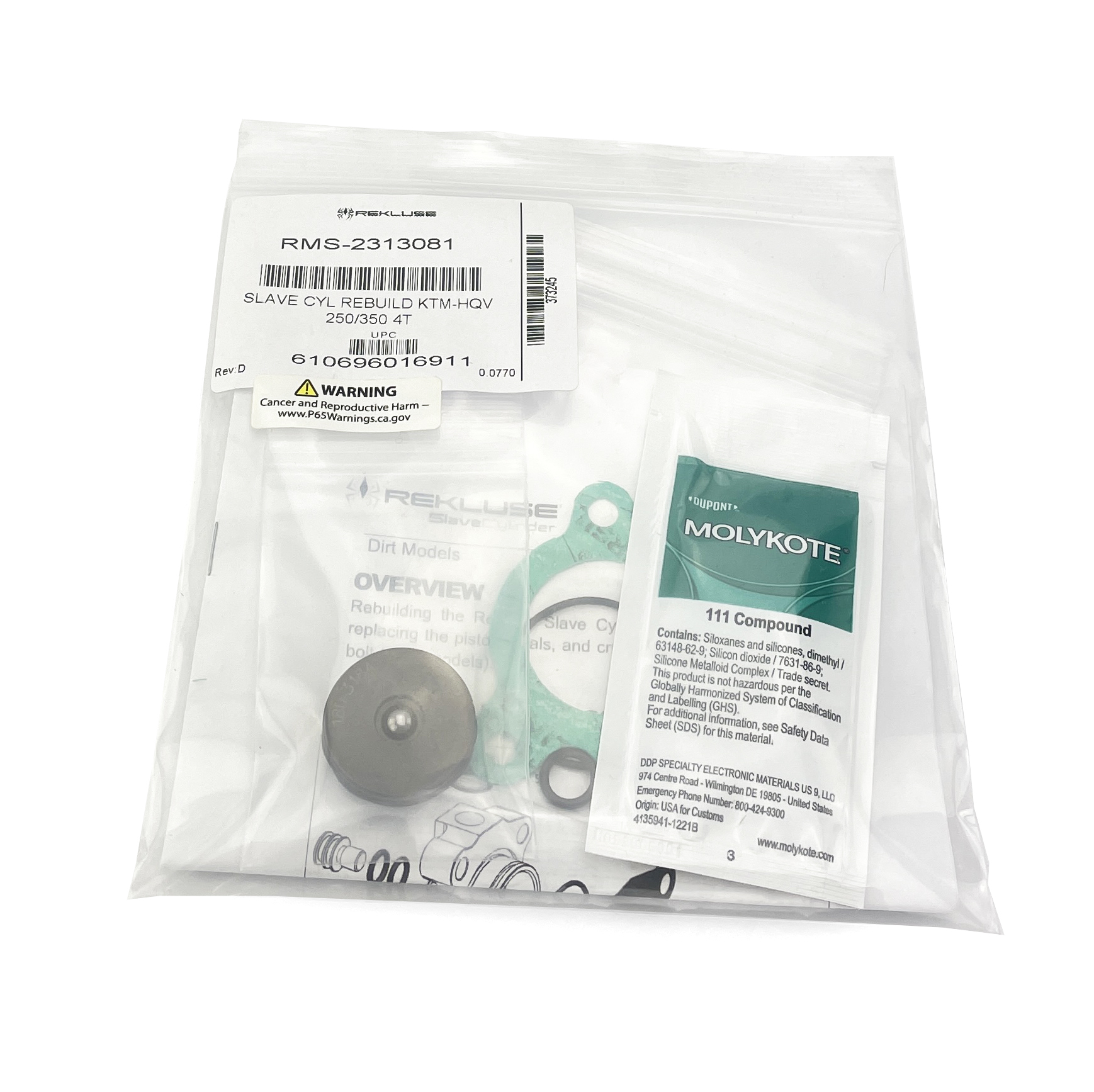 CLUTCH SLAVE CYLINDER REBUILD KIT 14-25 GAS HUSQ KTM 85-350 EC EX MC SX XC TE TX REKLUSE RMS-2313081 thumbnail 2