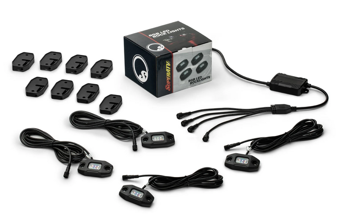RGB ROCK LIGHT UNDER GLOW KIT 4 LEDS FLAT MOUNTED image 1