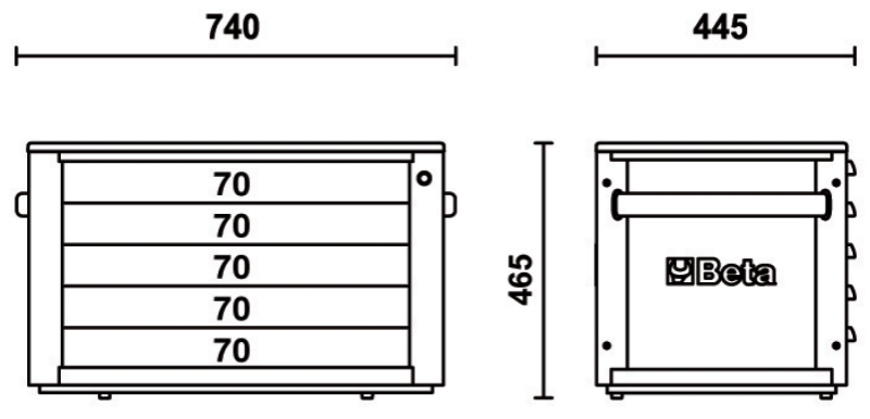 Portable Tool Chest with 5 Drawers and Centralized Lock - Beta Tools RSC23T-O thumbnail 9