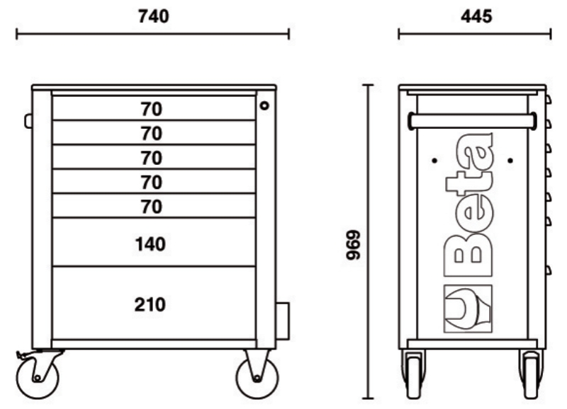 Mobile Roller Cab 7 Drawers Reinforced Worktop 800kg Capacity - Beta Tools RSC24/7-B thumbnail 11