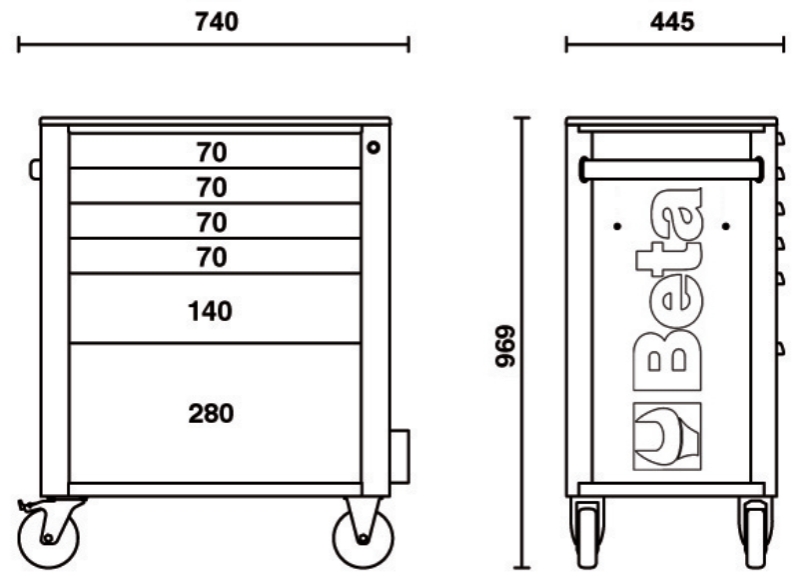 Mobile Roller Cab 6 Drawers Anti-Tilt System Reinforced Worktop 800kg Capacity - Beta Tools RSC24A/6-R thumbnail 6