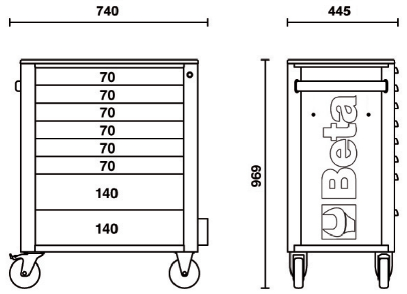 Mobile Roller Cab 8 Drawers Anti-Tilt System Reinforced Worktop 800kg Capacity - Beta Tools RSC24A/8-O thumbnail 7