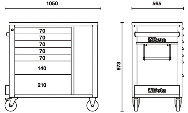 Mobile Roller Cab 7 Drawers Tool Cabinet 1100kg Capacity - Beta Tools RSC24L-CAB/O thumbnail 3