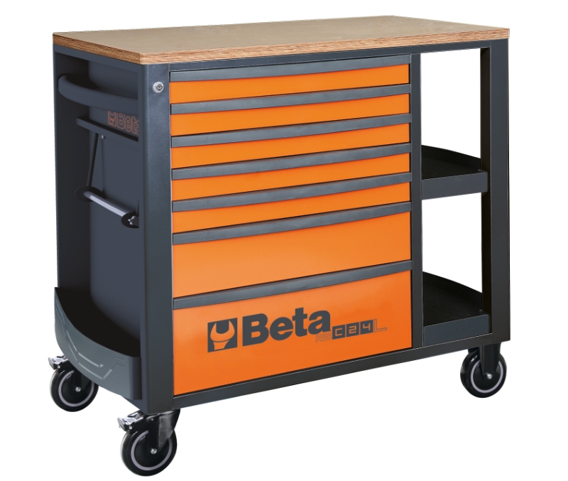 Mobile Roller Cab 7 Drawers Side Shelves 1100kg Capacity - Beta Tools RSC24L/7-A image 1