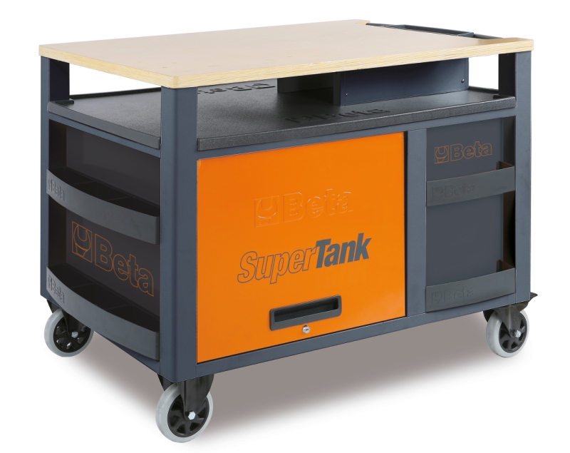 SuperTank Trolley with Wood Worktop, 10 Drawers, 588x367mm, 150mm Castors, 1200kg Load Capacity - Beta Tools RSC28-A thumbnail 2