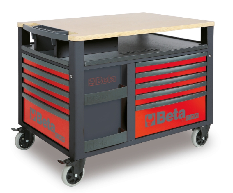 SuperTank Trolley with Wood Worktop, 10 Drawers, 588x367mm, 150mm Castors, 1200kg Load Capacity - Beta Tools RSC28-A thumbnail 5