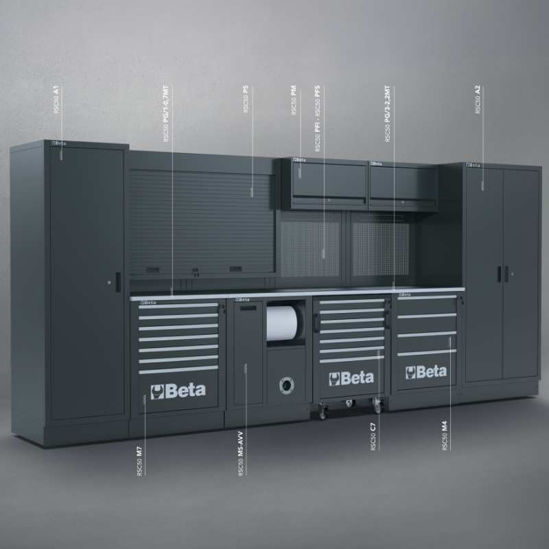 Comprehensive Workshop Equipment Combination RSC50 with Cabinets, Worktops, and Tool Storage - BetaRSC50 RSC50 thumbnail 4