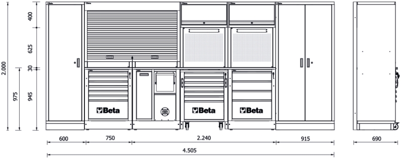 Comprehensive Workshop Equipment Combination RSC50 with Cabinets, Worktops, and Tool Storage - BetaRSC50 RSC50 thumbnail 2