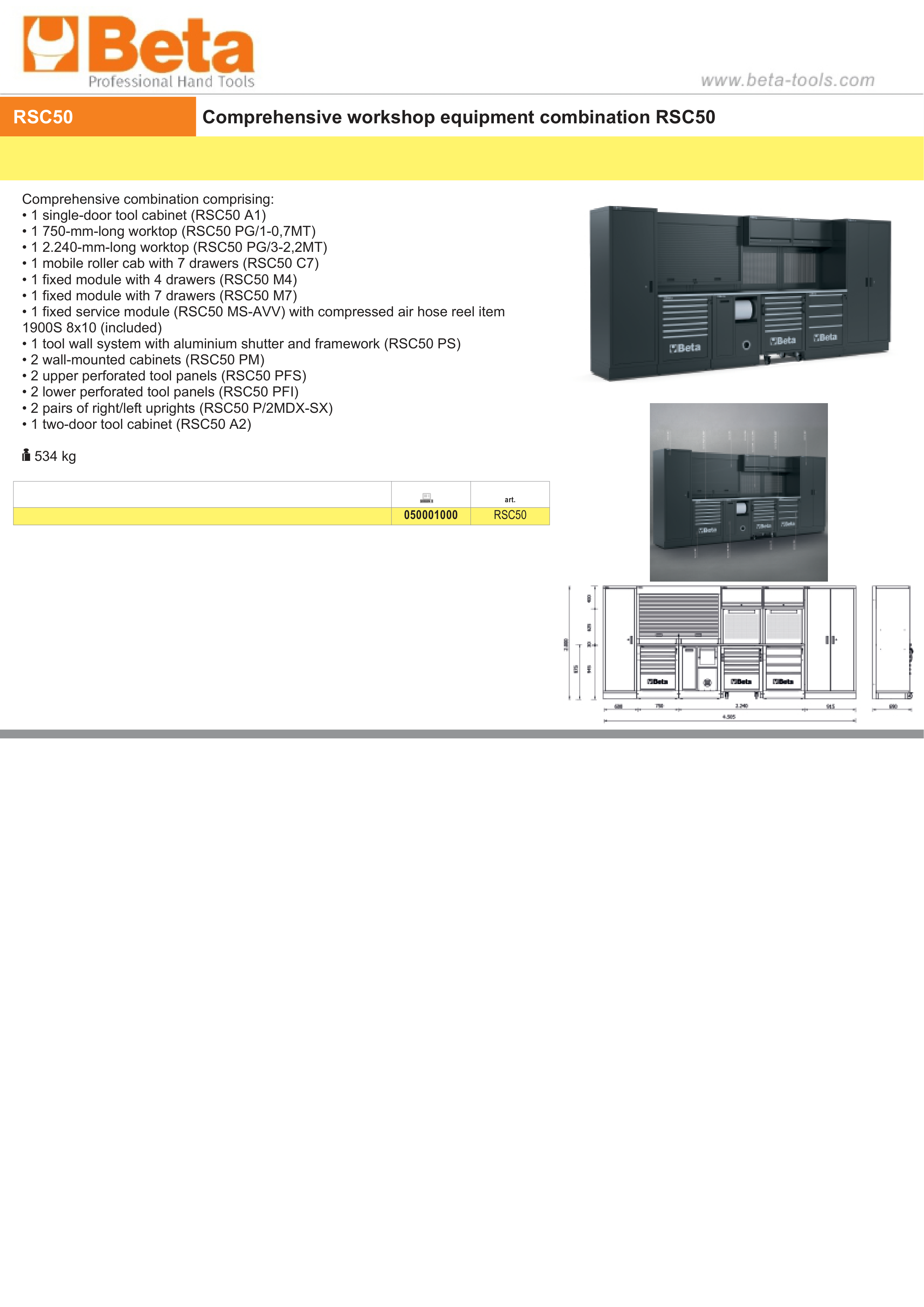 Comprehensive Workshop Equipment Combination RSC50 with Cabinets, Worktops, and Tool Storage - BetaRSC50 RSC50 thumbnail 3