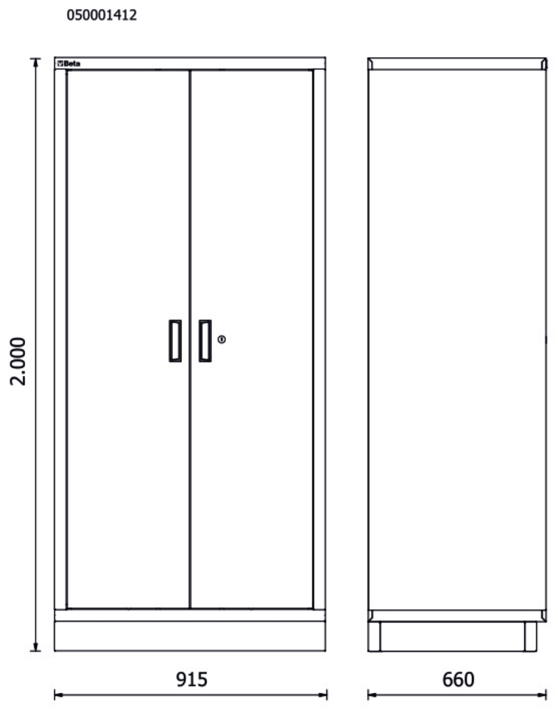 Sheet Metal Two-Door Tool Cabinet for RSC50, 910x615mm Interior, 4 Adjustable Shelves, Lock, Adjustable Feet - BetaRSC50 RSC50 A2 thumbnail 4