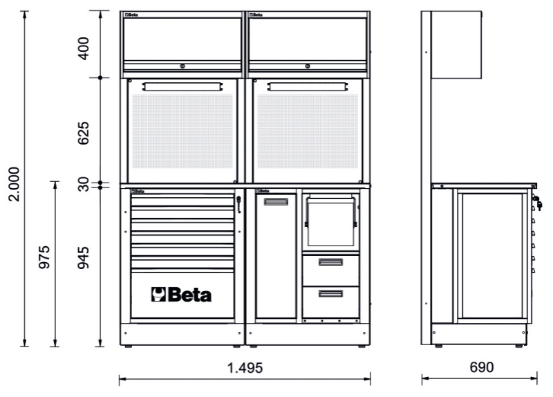 Workshop Equipment Combination RSC50 with Worktop, Drawers, and Tool Panels - BetaRSC50 RSC50 A thumbnail 2
