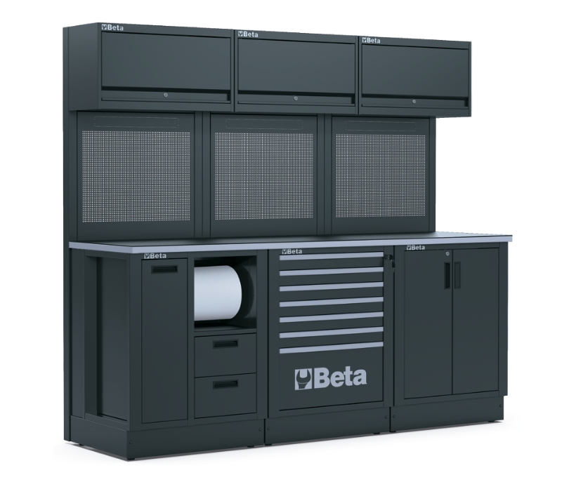 Workshop Equipment Combination RSC50 with 2.240mm Worktop, Drawers, Cabinets, and Tool Panels - BetaRSC50 RSC50 E