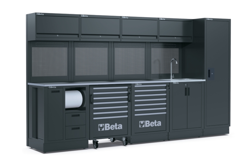 Workshop Equipment Combination RSC50 with 2.240mm Worktop, Drawers, Roller Cab, Sink, and Tool Panels - BetaRSC50 RSC50 H