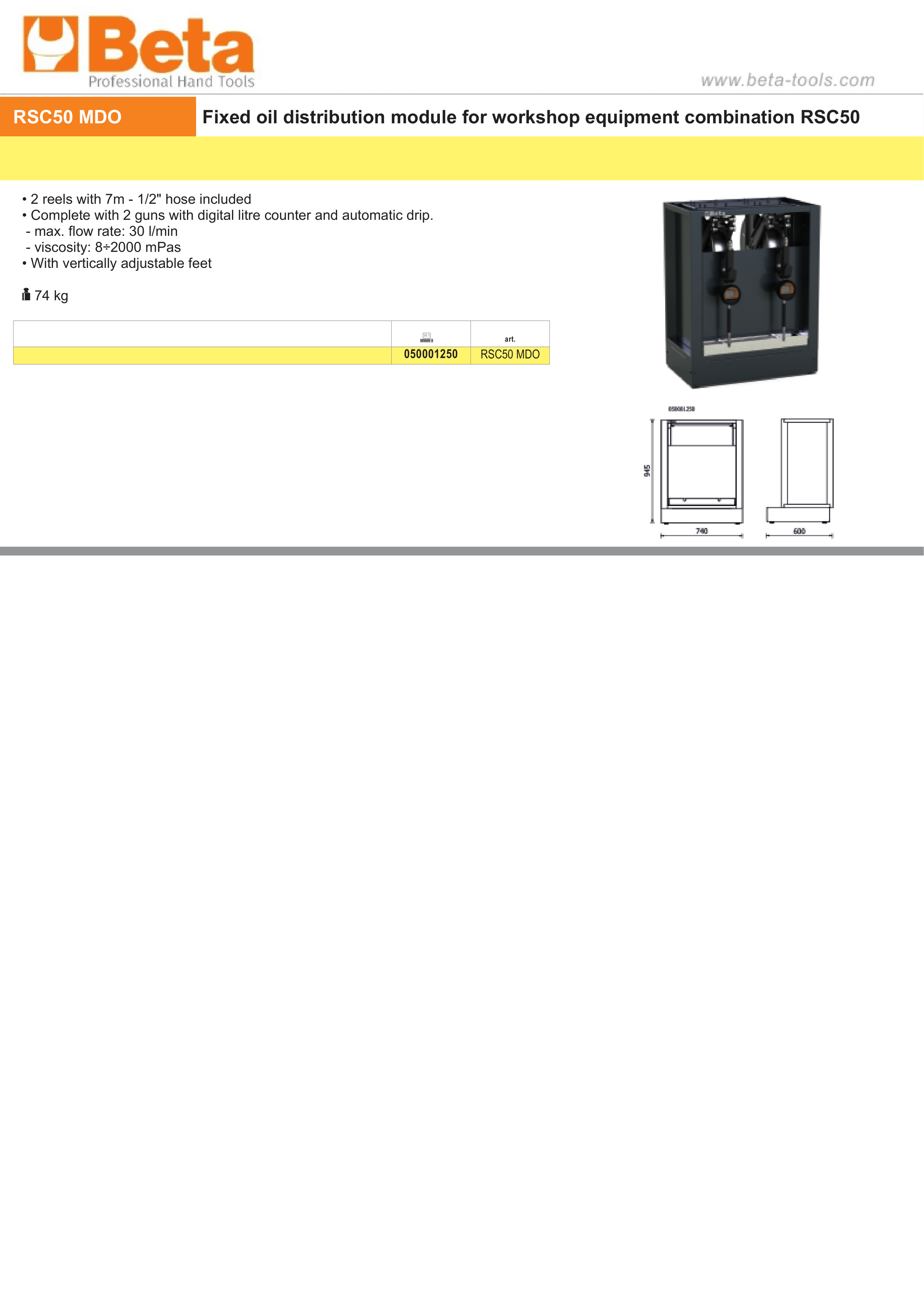 FIXED OIL DISTRIBUTION MODULE BETA RSC50 MDO 2 REELS 7M HALF IN HOSE DIGITAL COUNTER GUNS 30L MIN thumbnail 3
