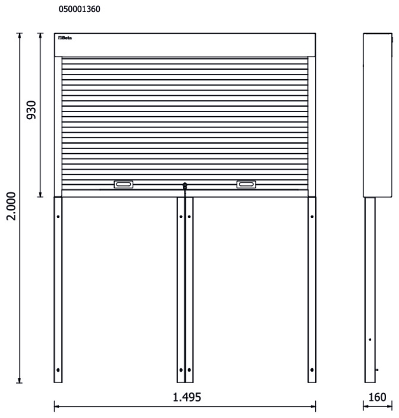 TOOL WALL SYSTEM BETA RSC50 PS ADJUSTABLE ALUMINIUM SHUTTER PERFORATED PANELS FRAMEWORK thumbnail 2