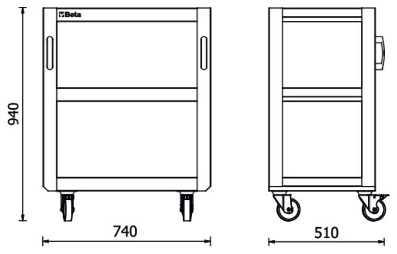 3-Tier Tool Trolley for RSC50, Four Swivel Castors 100mm, Two with Brakes, 200kg Load Capacity - BetaRSC50 RSC50 T3 thumbnail 2