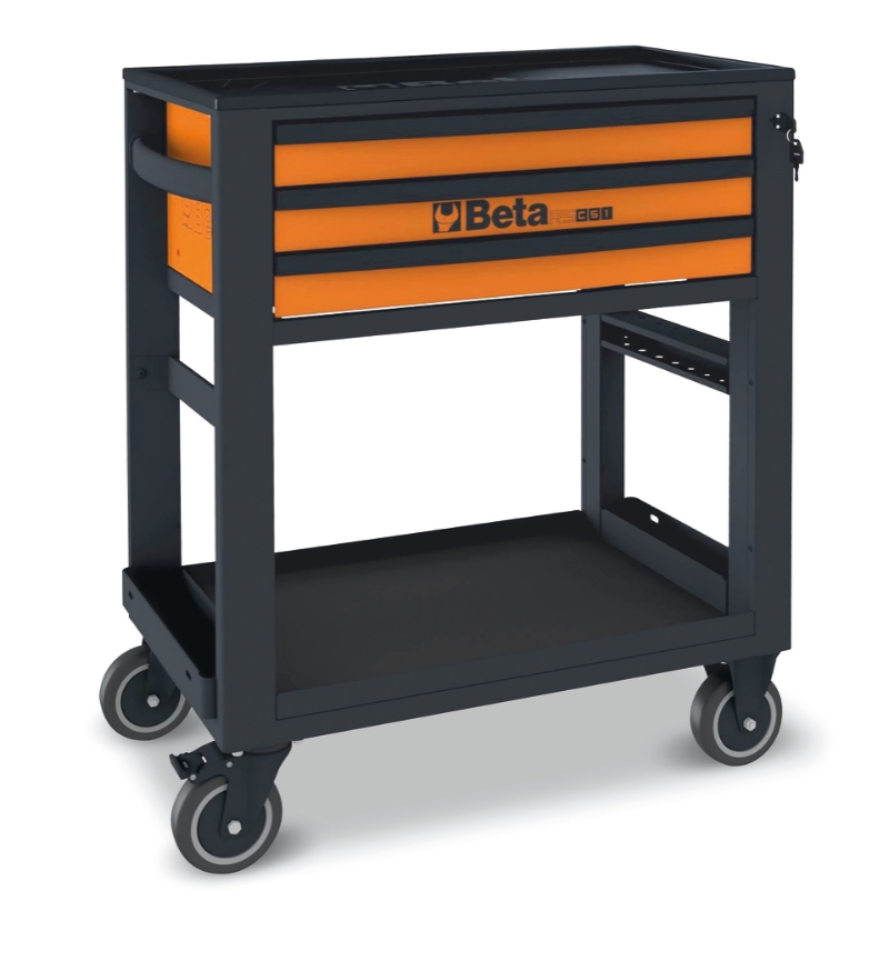 Service Tool Trolley with 3 Drawers, ABS Worktop, 4 Castors 125mm, 400kg Load Capacity - Beta Tools RSC51-FO image 1