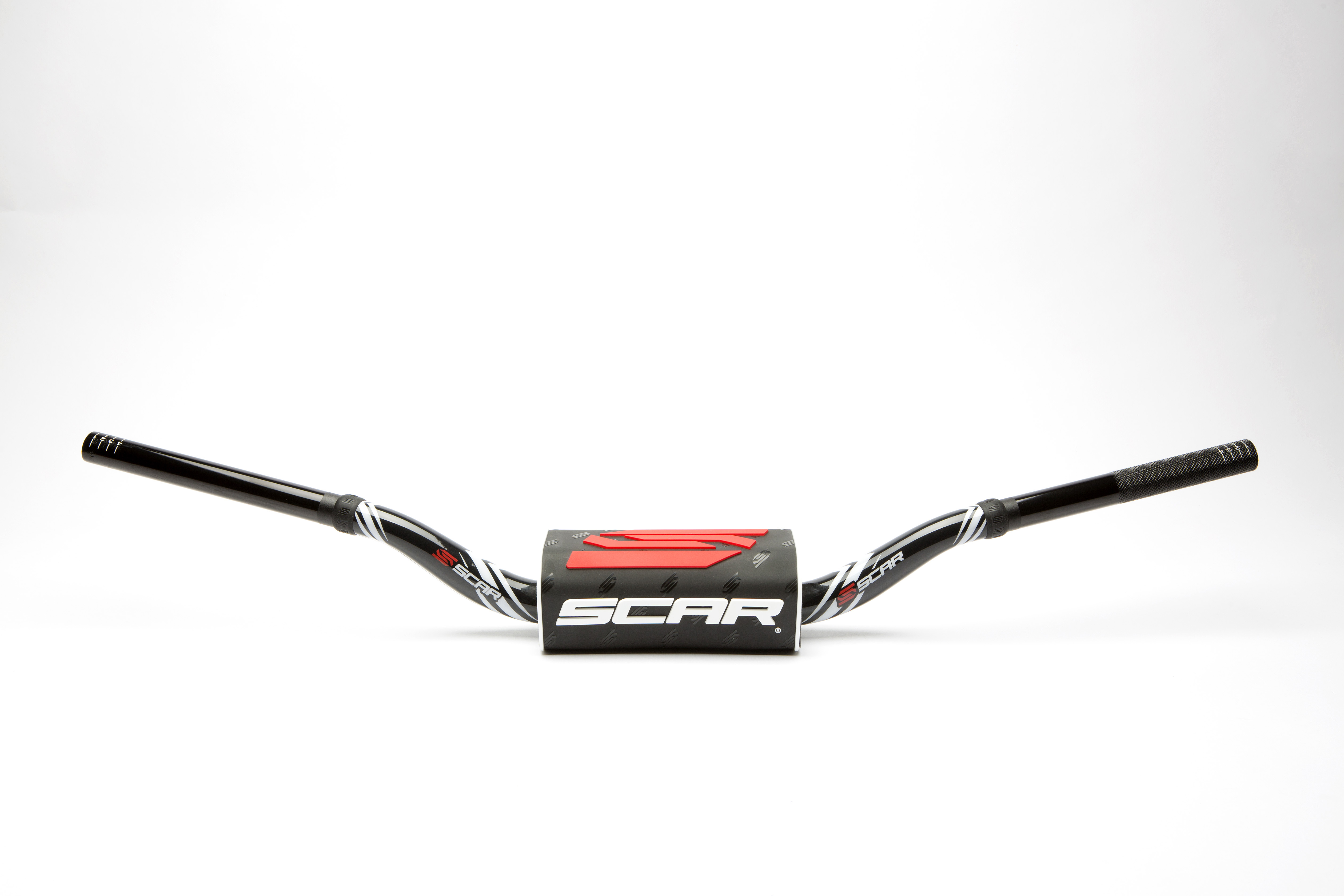 HANDLEBAR O2 BLACK 28.6mm RC STYLE ALUMINIUM 7075 T6 BAR PAD SCAR S9112BK