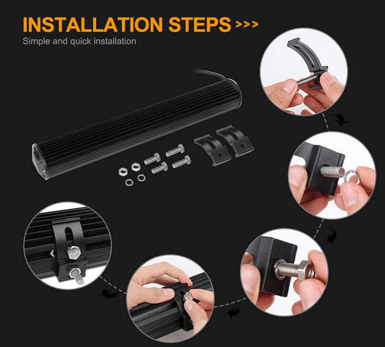 226mm 9 LED SPOT LIGHT BAR 18LED 54W 12V - NO WIRING KIT thumbnail 4